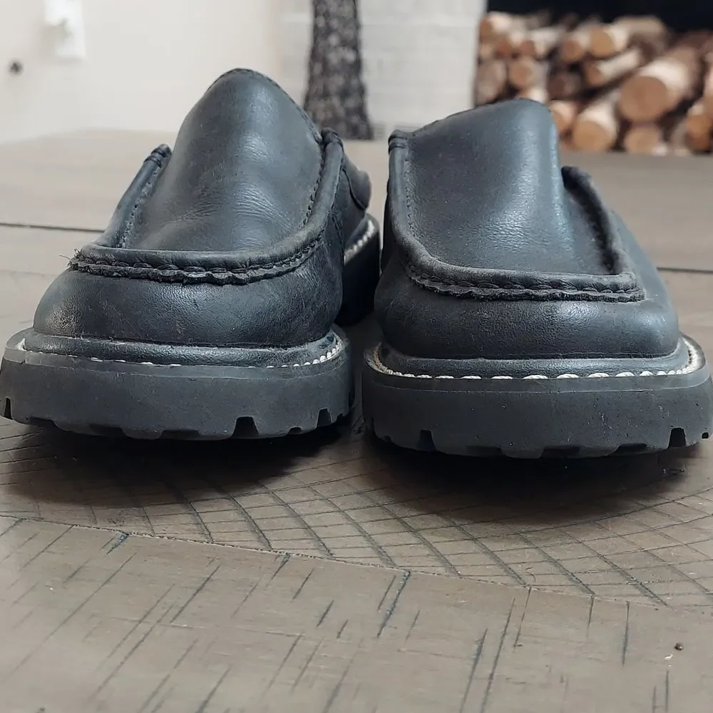 Ariat Black Pebbled Leather Mule Loafers Sz 5.5B
